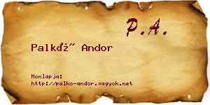 Palkó Andor névjegykártya